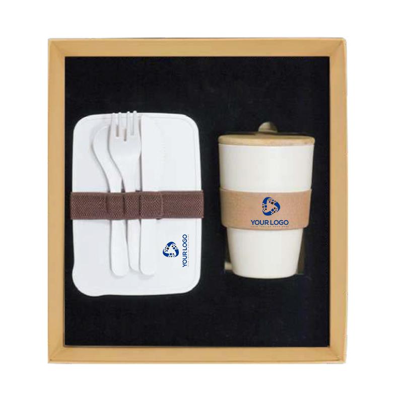 Wheat straw Lunchbox with Cutlery set And Wheat Straw & Cork Coffee Mug